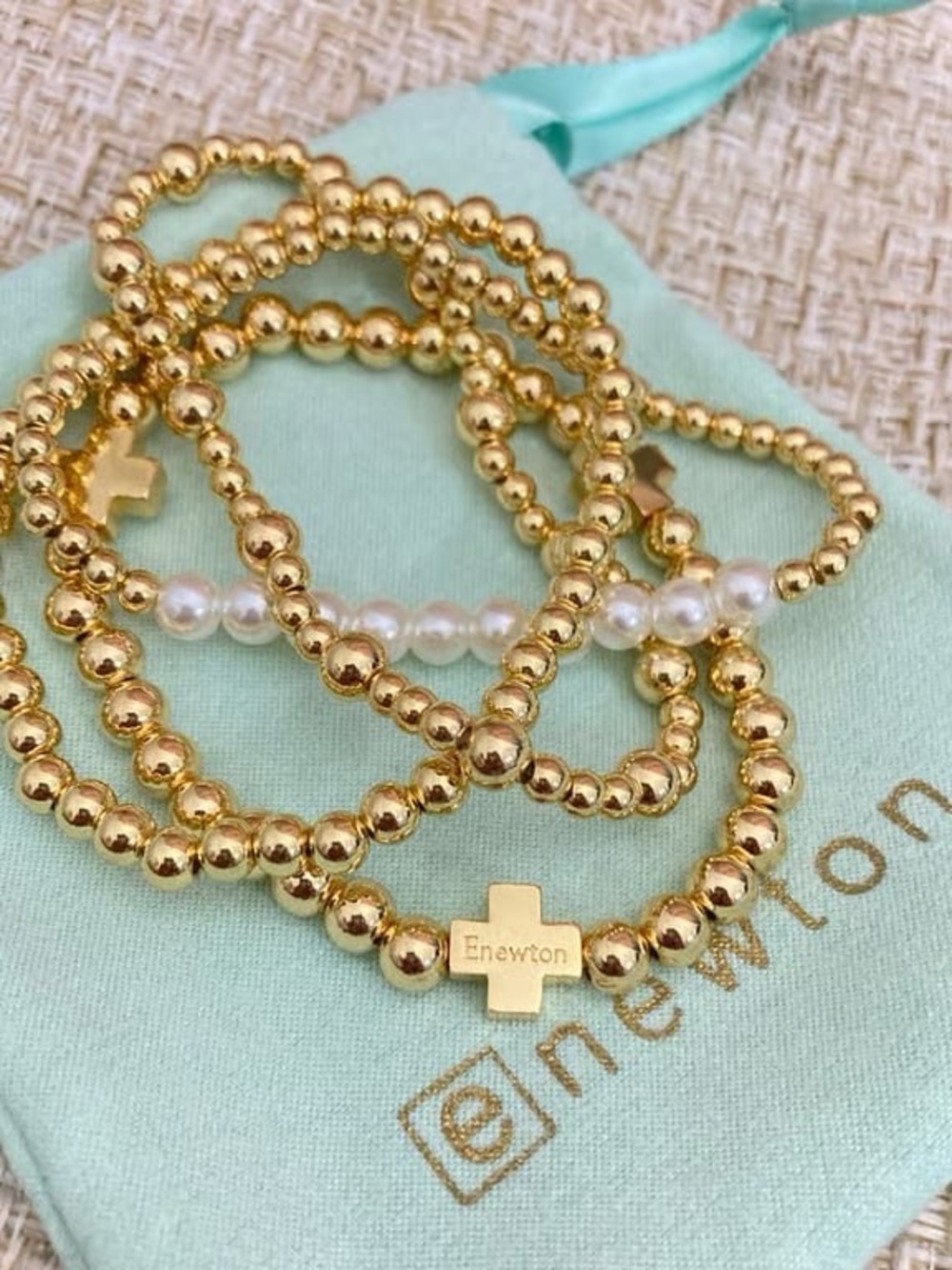 Newton Gold Bead and Pearl Multi-Strand Bracelet Set - Picture 4 of 6